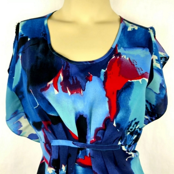 DAISY FUENTES multicolor empire waist career  blouse top Womens Small - Picture 3 of 5